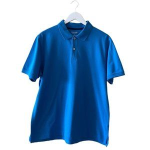 St. John’s Bay Heritage Pique Polo Cotton Blue Jersey Soft Cozy Men’s Shirt SZ M